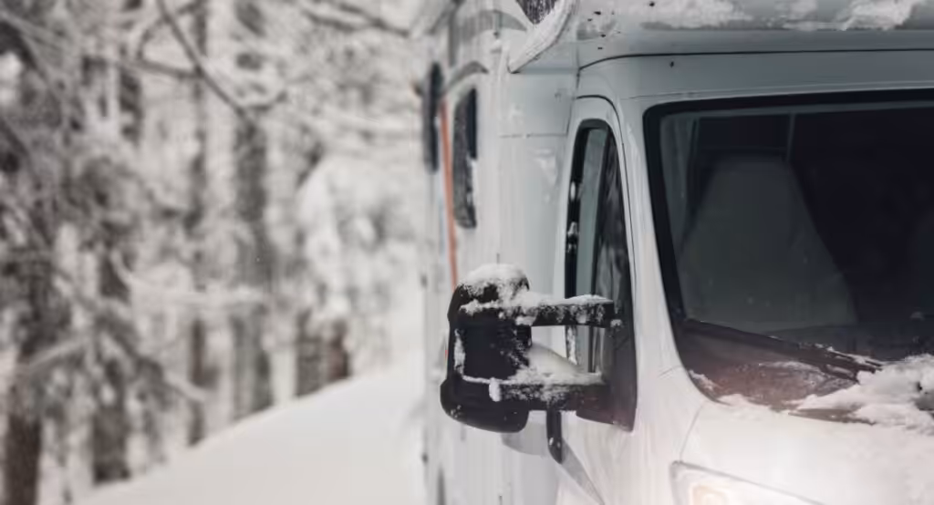 motorhome in the snow